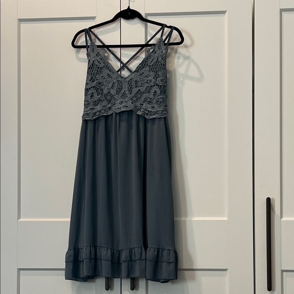 Blue Gray Eyelet Dress